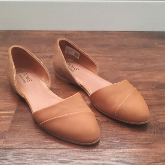 TOMS Jutti D'orsay Leather Flats, Size 7.5 - Picture 1 of 14